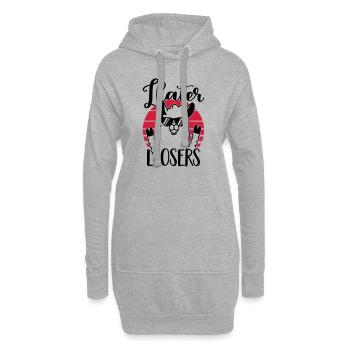 Llater Llosers Llama - Lama - Geschenk - Humor - Hoodie-Kleid - Grau meliert - Vorne