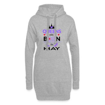 Birthday Queen born in May - Hoodie-Kleid - Grau meliert - Vorne
