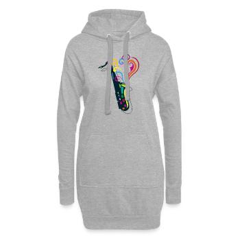saxophone musique - Sweat-shirt à capuche long Femme - gris chiné - Devant