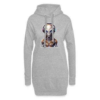 Casque / Audio / Musique / Alien / Tout / cool - Sweat-shirt à capuche long Femme - gris chiné - Devant
