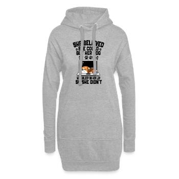 Sie glaubte, dass sie es könnte, aber ihr Hund schlief - Hoodie-Kleid - Grau meliert - Vorne