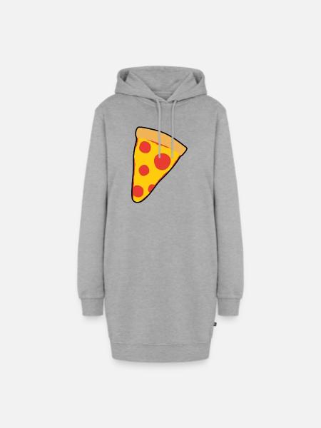 Pizza - Hoodie-Kleid - Grau meliert