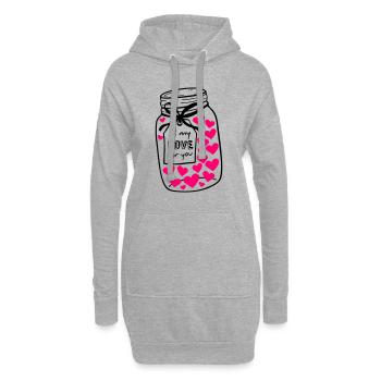 Pot Mason plein d’amour - Sweat-shirt à capuche long Femme - gris chiné - Devant