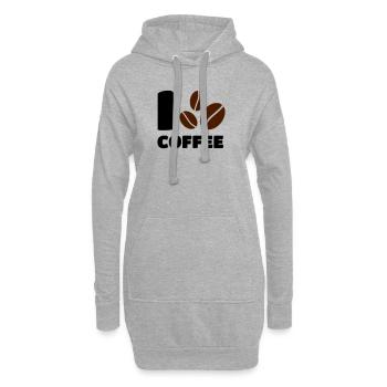 I love Coffee j'aime le café - Sweat-shirt à capuche long Femme - gris chiné - Devant