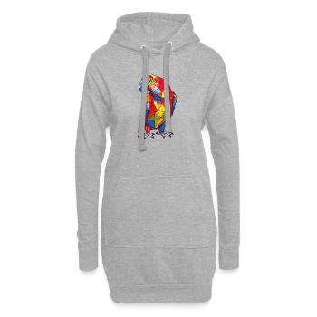 Papagei - Hoodie-Kleid - Grau meliert - Vorne