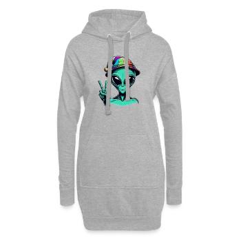 Alien zeigt Peace - Hoodie-Kleid - Grau meliert - Vorne