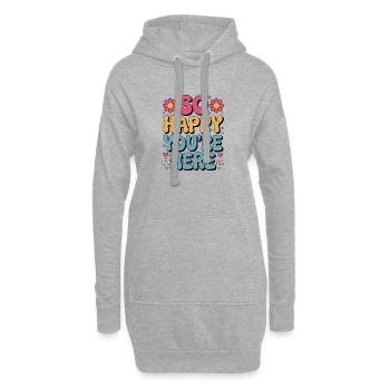 So glücklich, dass du hier bist Retro - Hoodie-Kleid - Grau meliert - Vorne