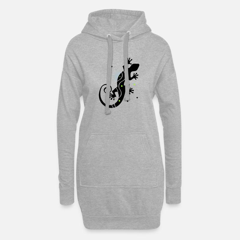 gecko - Sweat-shirt à capuche long Femme - gris chiné