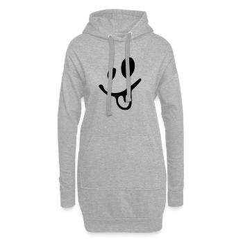 lachendes Gesicht zeigt dir die Zunge - Hoodie-Kleid - Grau meliert - Vorne