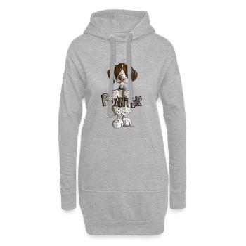 Happy German Shorthaired Pointer - Hoodie Dress - heather grey - Front