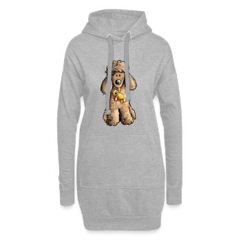 Pudel mit Teddy - Hoodie-Kleid - Grau meliert - Vorne