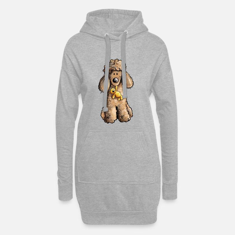 Pudel mit Teddy - Hoodie-Kleid - Grau meliert