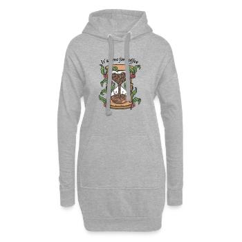 Coffee Time Botanische Sanduhr - Hoodie-Kleid - Grau meliert - Vorne