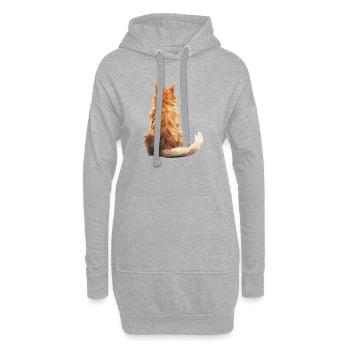 Chat Manx - Sweat-shirt à capuche long Femme - gris chiné - Devant