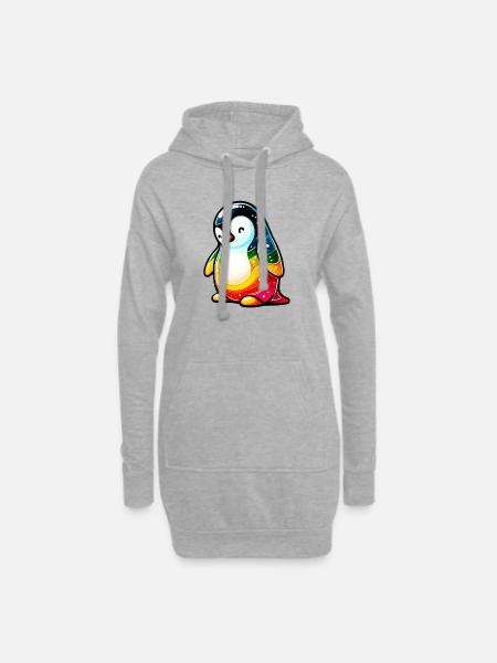 Pinguin - Hoodie-Kleid - Grau meliert