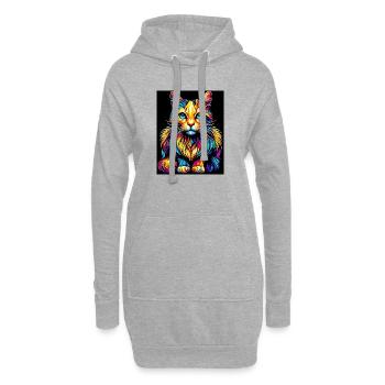 Chat - Sweat-shirt à capuche long Femme - gris chiné - Devant