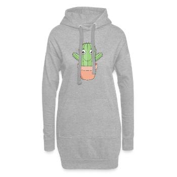 Un joli cactus souriant - Sweat-shirt à capuche long Femme - gris chiné - Devant