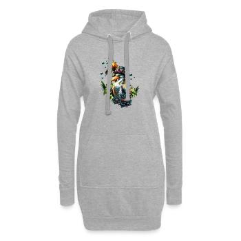 Pélican drôle avec chapeau steampunk - Sweat-shirt à capuche long Femme - gris chiné - Devant