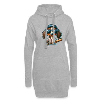 Dackel Wiener Hund Baseballspieler Humor - Hoodie-Kleid - Grau meliert - Vorne