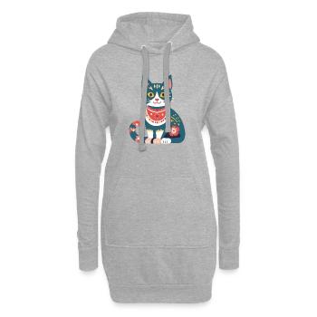 chaton folklorique mignon - Sweat-shirt à capuche long Femme - gris chiné - Devant