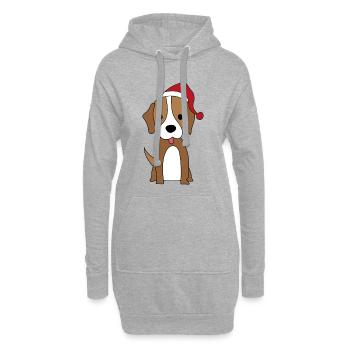 Hunde und Weihnachten - Hoodie-Kleid - Grau meliert - Vorne