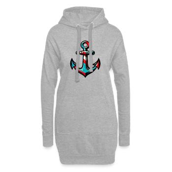 Ein Anker - Hoodie-Kleid - Grau meliert - Vorne