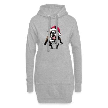 Bouledogue drôle avec chapeau de Père Noël - Sweat-shirt à capuche long Femme - gris chiné - Devant