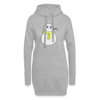 Schneemann mit gelbem Schal - Hoodie-Kleid - Grau meliert - Vorne