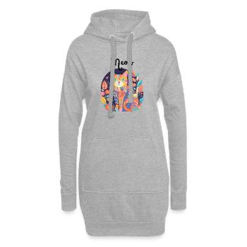 Bunte Katzen-Patchwork-Anthologie - Hoodie-Kleid - Grau meliert - Vorne