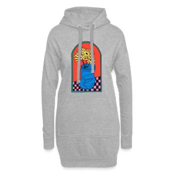 Blumen in zerdrückter Dose - Hoodie-Kleid - Grau meliert - Vorne
