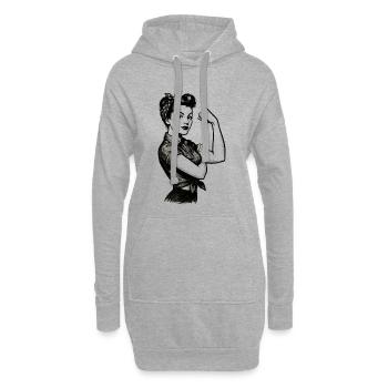 Force femme forte Style Rockabilly cadeau - Sweat-shirt à capuche long Femme - gris chiné - Devant