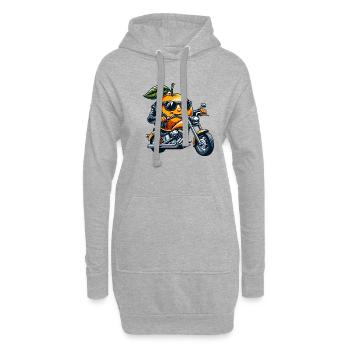 Cooler Motorrad Orange Biker Frucht - Hoodie-Kleid - Grau meliert - Vorne