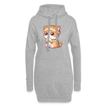 Chat de dessin animé mignon avec burger fast-food - Sweat-shirt à capuche long Femme - gris chiné - Devant