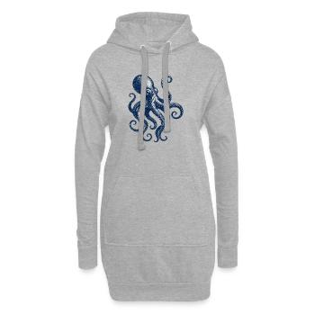 Illustration de pieuvre vintage - Sweat-shirt à capuche long Femme - gris chiné - Devant