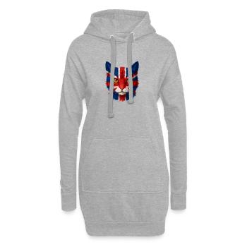 Portrait de chat Union Jack - Sweat-shirt à capuche long Femme - gris chiné - Devant