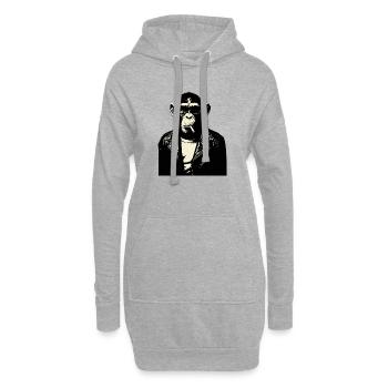 Schimpanse Rebel Biker Illustration - Hoodie-Kleid - Grau meliert - Vorne