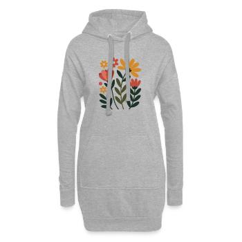 Boho Blumen – Blühende Harmonie - Hoodie-Kleid - Grau meliert - Vorne