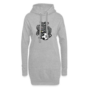 Hippo Fußballstar Illustration - Hoodie-Kleid - Grau meliert - Vorne