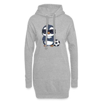 Cooler Pinguin Fußballer Kinder Fußballspieler Car - Hoodie-Kleid - Grau meliert - Vorne