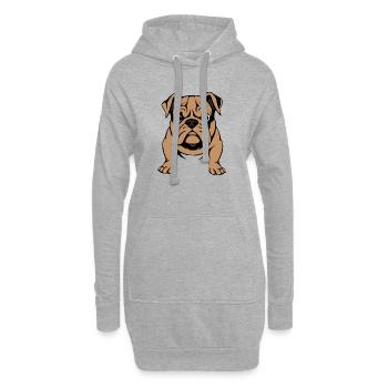 Bulldog chien T-shirt Chien Chemise Cadeau - Sweat-shirt à capuche long Femme - gris chiné - Devant