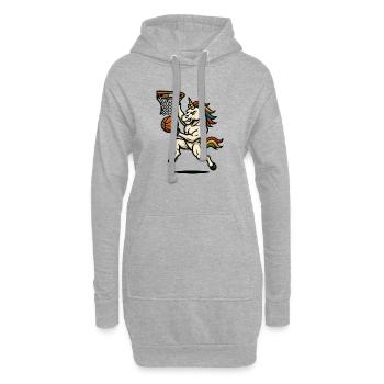 Regenbogen-Einhorn-Slam Dunk - Hoodie-Kleid - Grau meliert - Vorne