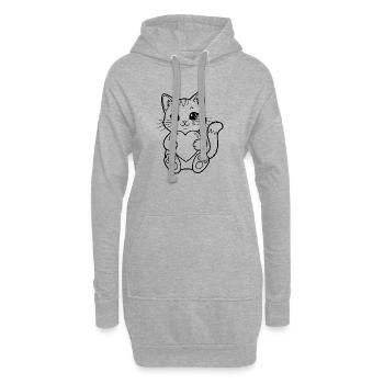 Katze mit Herz – für Katzenliebhaber & Romantiker - Hoodie-Kleid - Grau meliert - Vorne
