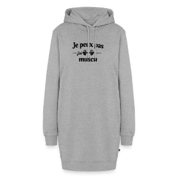 Je peux pas j’ai muscu – Humour fitness et sport - Sweat-shirt à capuche long Femme - gris chiné - Devant