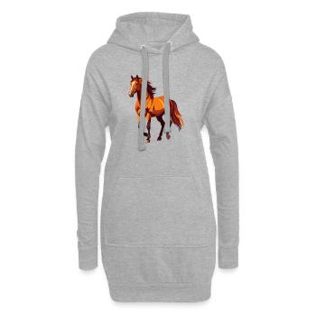 braunes Pferd Zeichnung Grafik tolles Pferdemotiv - Hoodie-Kleid - Grau meliert - Vorne