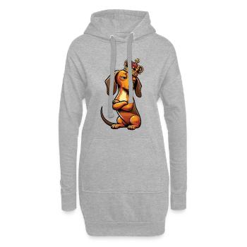 Dackel Dackelbesitzer Dackelhalter Dackelliebhaber - Hoodie-Kleid - Grau meliert - Vorne
