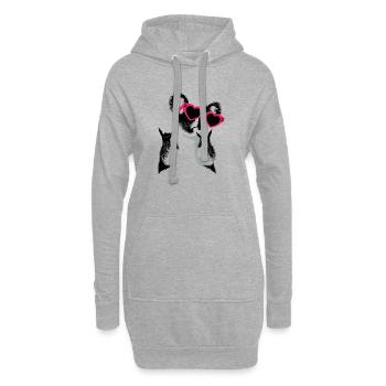 Koala mit Herzbrille Rockhandzeichen - Hoodie-Kleid - Grau meliert - Vorne