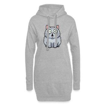 Überraschungskatze Cartoon - Hoodie-Kleid - Grau meliert - Vorne