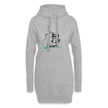Kassel Waschbär trifft Herkules – Süßes Stadtmotiv - Hoodie-Kleid - Grau meliert - Vorne