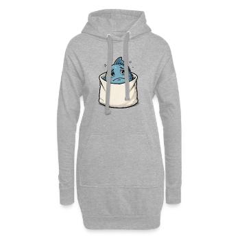 Poisson animal marin dans un sac triste - Sweat-shirt à capuche long Femme - gris chiné - Devant