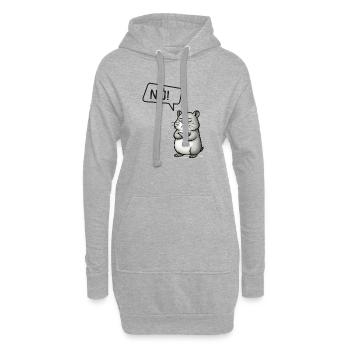 Nö! Hamster – Kleiner Sturkopf sagt Nein - Hoodie-Kleid - Grau meliert - Vorne